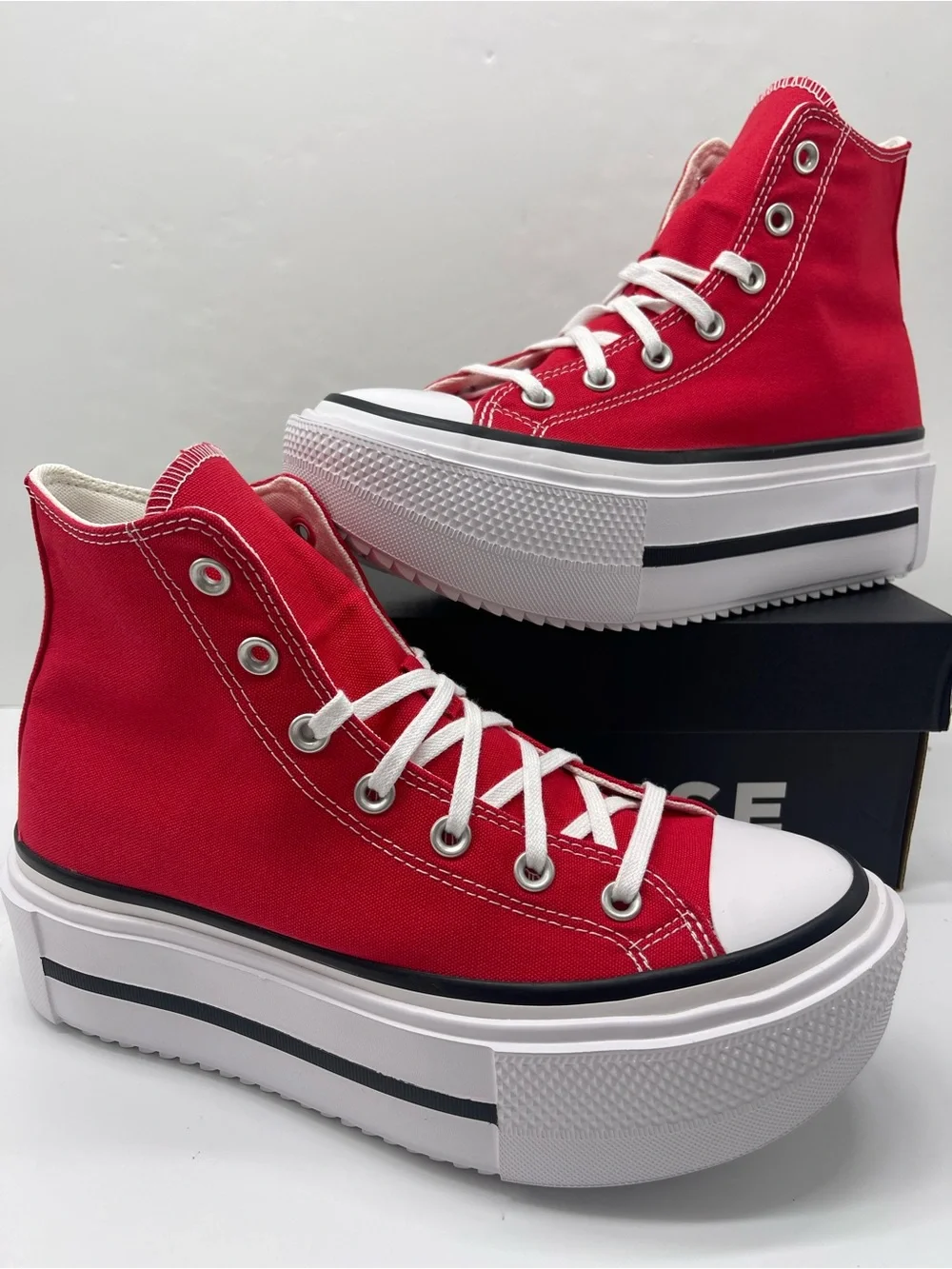 Converse WMN A15542C CTAS LIFT DOUBLE STACK Hi Red/Black/White Platform Sneakers